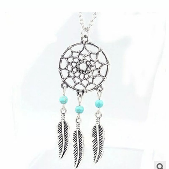 Dreamcatcher Silver Turquoise Necklace - Picture 4 of 7